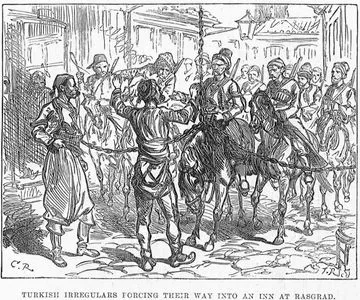 The War-Sketches From Turkish Army-Turkish İrregulars Forcing Their Way İnto An İnn At Rasgrad