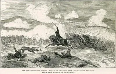 The War-Sortie From Plevna. Repulse Of The Turks Near The Village Of  Radishevo