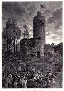 The Tower Of Galata And Fire