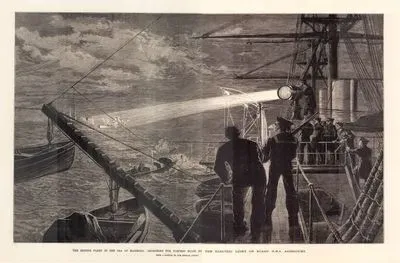 The British Fleet in The Sea Of Marmora, Searching For Torpedo Boats By The Electric Light On Board HMS Agincourt