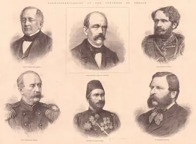 Plenipotentiaries At The Congress Of Berlin-Prince Gortschakoff (Russia)-Prince Bismarck (Germany), President- Count Andrassy (Austria)- Count Schouvaloff (Russia)- Mahomet Ali Pasha (Turkey)- M.Waddington (France)