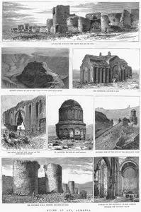 Ruins At Ani, Armenia-The Double Walls On The North Side Of The City- Ancient Citadel Of Ani in The Plain Of The Akhourian River-The Cathedral Church Of Ani-The Great Gate Of The Palace Of The Bahlavouni Princes-St.Saviour's Church Of Aboulgharib-Southern Side Of The City On The Akhourian River-The Northern Walls, Showing The Gate Of Kars-Interior Of The Cathedral Church, Looking Towards The Principal Altar