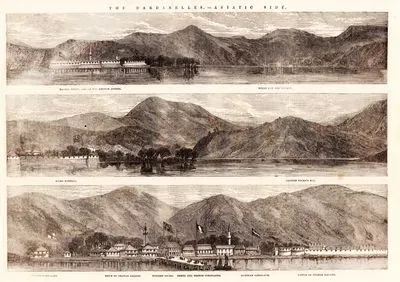 The Dardanelles, Asiatic Side-Najara Burnu, Site Of The Ancient Abydos-Teket Bay And Village-Kiossi Battery- 
Capitan Pacha's Bay- English Consulate-Town Of Chanak Kalessi-Turkish Pacha-Greek And French Consulates- Austrian Consulate- Castle Of Chanak Kalesi