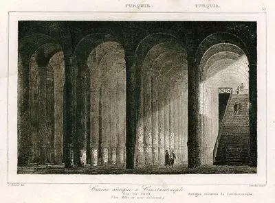 Citerne Antique A Constantinople Bin Bir Direk (Les Mille Et Une Colonnes)-Antigua Cisterna De Constantinopla (Binbirdirek (One thousand and one pillars) Cistern in Istanbul)