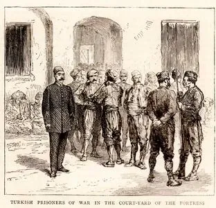 Turkish Prisoners Of War in The Courtyard Of The Fortress
