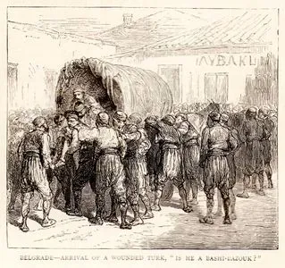 Belgrade-Arrival Of A Wounded Turk, "is He A Bashi-Bozouk?"