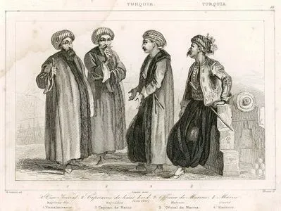 1. Vice Amiral, Kapitani Bei, Vicealmirante  2. Capitaine De Haut Bord (Vers. 1788), Kapoudan, Capitan De Navio 3. Officier De Marine, Mulazim, Oficial De Marine 4. Marin, lewend, 
Marinero