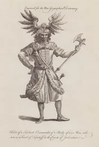 Habit of a Turkish Commander of a Body of 100 Men Who Acts as a Kinf of  Tipstaff to the Courts of Judicature