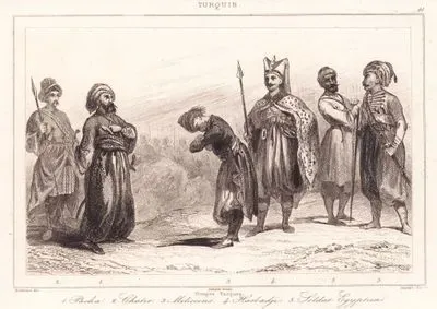 Troupes Turques 1.Pacha 2.Chatir 3.Miliciens 4.Harbadji 5.Soldat Egyptien
