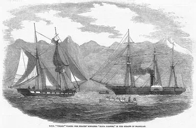 H.M.S. "Virago" Taking The Pirates' Schooner "Eliza Cornish" in The Straits Of Magellan