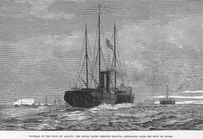 Funeral Of The Duke Of Albany, The Royal Yacht Osborne Leaving Cherbourg With The Body  On Board