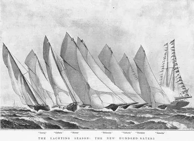 The Yatching Season, The New Hundred Raters "Iverna", "Calluna", "Meteor", "Britannia", "Valkyrie", "Navahoe" and "Satanita"