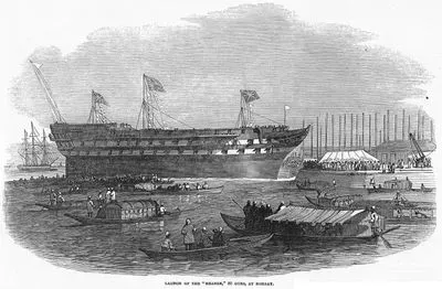 Launch Of The Meanee, 80 Guns, At Bombay