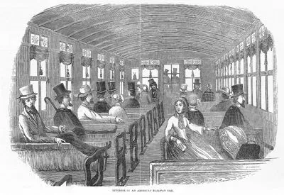 Travelling in The United States-interior Of An American Railway Car