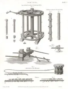 Ships, Capt.Bolton's Machine For Drawing Bolts, Phillips's Tubes For Driving Bolts, Bits, Ring Rope, Application Of 
Messenger, Nippers, Plate I.