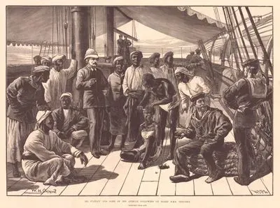 Mr.Stanley And Some Of His African Followers On Board HMS Industry