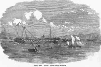 Wrecks Of The "Caduceus" And The Steamer "Melbourne"