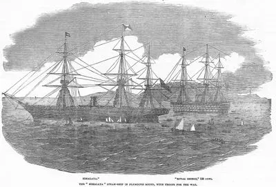"Himalaya"- "Roual George", 120 Guns- The "Himalaya" Steam Ship in Plymouth Sound, With Troops For The War