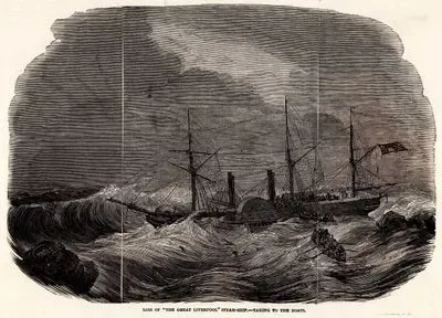 Loss Of "The Great Liverpool" Steam Ship, Taking The Boats