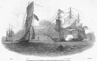The Embarkation Of The President Of Liberia From Plymouth, "Daphne", "Sylph", H.M.S."Amazon" and "Rosamond"