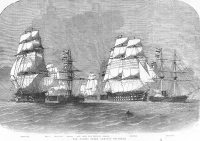The Baltic Fleet Leaving Spithead, "James Watt", "Hogue", "Edinburgh", "Basilisk", "Ajax", "Caesar", "D.Of Wellington", "Colossus", "Blenheim" and "Magicienne"