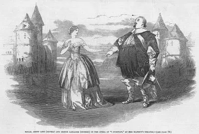 Mdlle, Jenny Lind(Elvira) And Signor Lablache(Giorgio) İn The Opera Of "I Puritani" At Her Majesty's Theatre