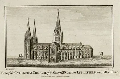 View Of The Cathedral Church Of St.Mary & St.Chad At Litchfield in Staffordshire