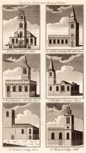 St.James Garlick Hith-St.Nicholas Coleabby Old Fish Street-St.Mary Magdalen Old Fish Street-St.Swithin's Cannon Street-
St.Matthew's Friday Street-St.Michael's College Hill