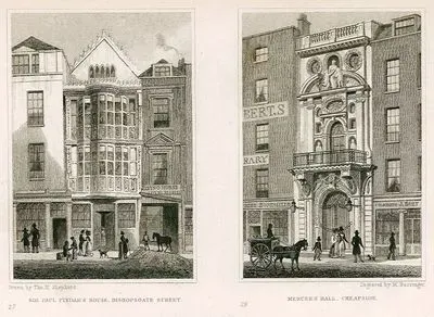 Sir Paul Bindar's House, Bishopgate Street, Pl.27-Mercer's Hall, Cheapside, Pl.28