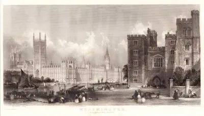 Westminster From Bishop's Walk, Lambeth- Westminster Abbey, Houses Of Parliament, Lambeth Palace