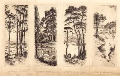 Spring, Sussex, N.Worthing-Summer, Thames, Thames Back Waters-Autumn, Scotland, Loch Vennaghar-Winter, Devon, Torquay