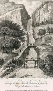 Vue De Deux Ponts Sur Un Torrent En Cascades, Qui Euope La Petite Route De Briancon A Grenoble, Dept. Des Hautes Alpes