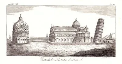 Cattedrale E Battistero Di Pisa, Eur. Vol VIII. Tav.40. (The Pisa Baptistery, Pisa Cathedral And Leaning Tower)