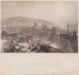 Jerusalem, From The Latin Convent, Including The Mount Of Olives, The Mosque Of Omar On The Site Of Solomons Temple (a) And
The Church Of The Holy Sepulchre (b)-"Jerusalem Shall Be Trodden Down Of The Gentiles" Luke XXI.24
