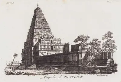Pagoda Di Tangiaur, Asia Vol.III. Tav.41. (Pagoda of Brihadeeswarar Temple or Peruvudaiyar Kovil, Thanjavur, India)