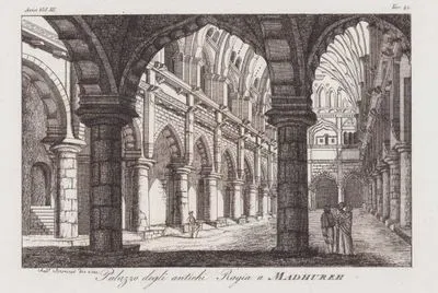 Palazzo Degli Antichi Ragia A Madhureh, Asia Vol.III. Tav.42. (Interior of The Thirumalai Nayak Palace, Madurai, India)