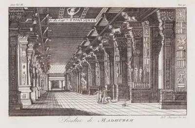 Sciultri Di Madhureh, Asia Vol.III. Tav.43. (Statues at Thirumalai Nayak Palace, Madurai, India)