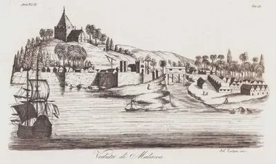 Veduta Di Malacca, Asia Vol.IV. Tav.92. (View of the Town of Malacca, Malaysia)