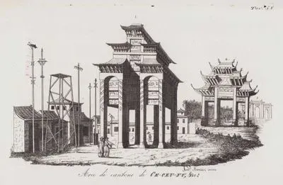 Arco Di Cantone Di Ce-Ceu-Fu, &c., Tav.58. (Triumphal Arch of Ce-Ceu-Fu in Canton (Guangzhou), China)