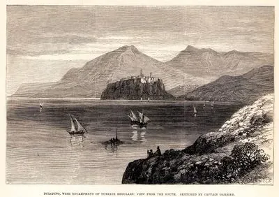 Dulcigno With Encampment Of Turkish Regulars, View From The South
