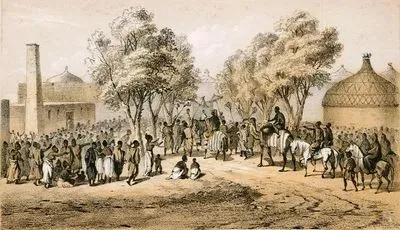 The Mbang, or Sultan of Bagirmi, Abdul Qadir II al-Mahdi, Returns From an Expedition, 1852, in Mas-ena (Massenya), Southwestern Chad