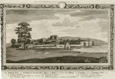 An Ancient View Of St. James's, Westminster Abbey&Hall, From The Village Of Charing, Now Charing Cross