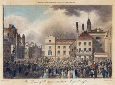 The Houses Of Parliament With The Royal Procession
