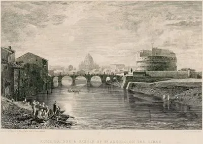 Rome Bridge & Castle Of St. Angelo, On The Tiber