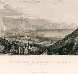 The Dead Sea, Jericho And The Mouth Of The Jordan. The Mountains Of Moab In The Distance