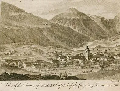 View Of The Town Of Glaris, Capital Of The Canton Of The Same Name