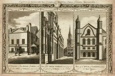 The Entrance Of The House Of Lords-View Of The Royal Stables And Part Of The Church Of St. Martin's-View Of The House Of Commons