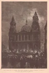 New Year's Eve in London, The Crowd Outside St Paul's Cathedral Waiting To Hear The Last Stroke Of Midnight