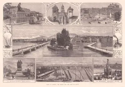 Views of Geneva, The Rhone And The Alps Of Savoy-Statue Of J.J.Rousseau, Towers Of The Cathedral St.Pierre, Place Neuve, Mont Blanc, The National Monument Jardin Anglais, Jura Mountains, The Brunswick Monument
