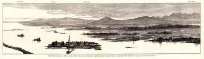 View From Braila Of The Danube With The Russian Military Bridge Partly Constructed To Ghetchet, The Matchin Canal And Town of Matchin